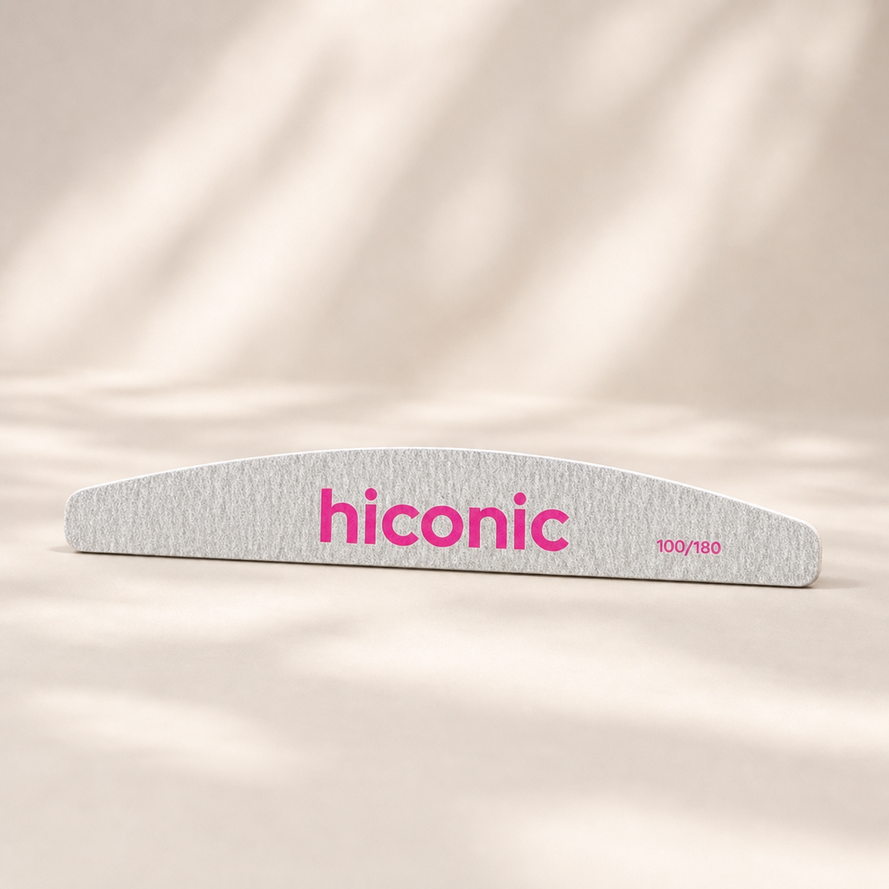 Hiconic half-moon nail file, 100/180 grit, front view