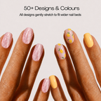 Hiconic gel nail strip design range shown on a hand