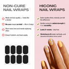 Hiconic cured gel nail wraps compared with non-cure nail wraps
